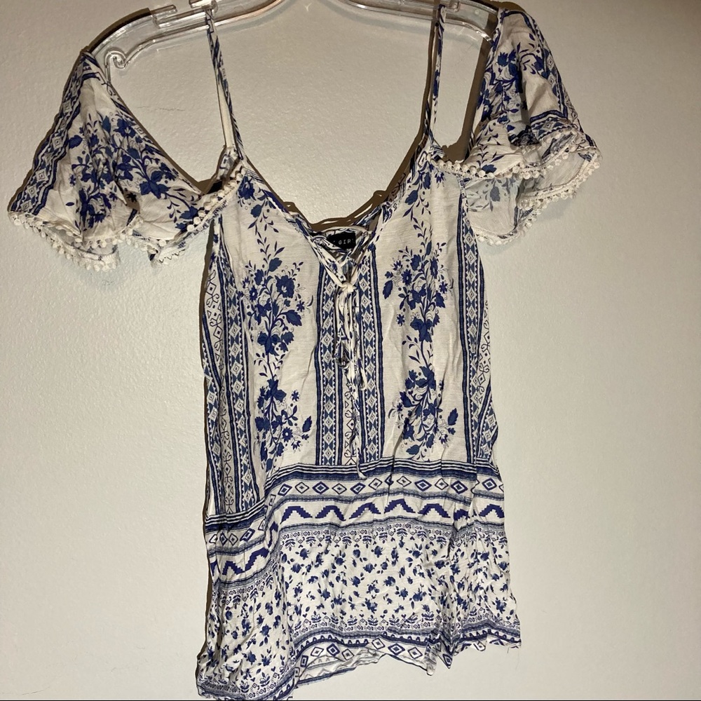 Boho Cold Shoulder Top or Dress with Pom Poms